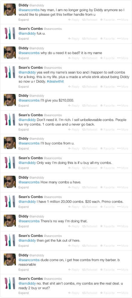 elbalson's tweet photo. Watching another episode of the Puff Daddy / P Diddy / Seans Combs documentary thingy and suddenly remembered this... 
"How many combs u have." 
😂 https://t.co/MCWYgdtHl6