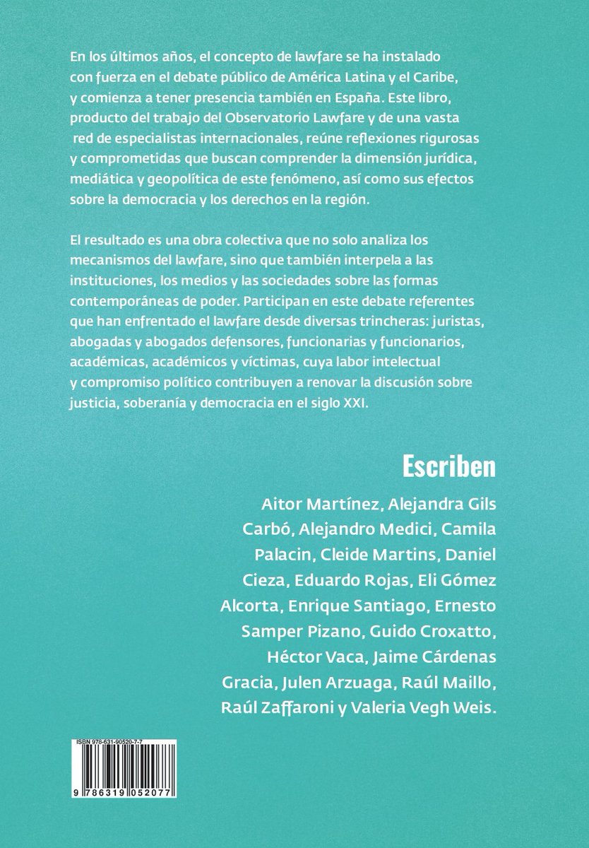 En los últimos años, el concepto de lawfare se ha instalado con fuerza en América Latina y España.  Este libro, producto del trabajo del Observatorio Lawfare y de una vasta red de especialistas internacionales. Descargalo en nuestra web
oblawfare.org/libros