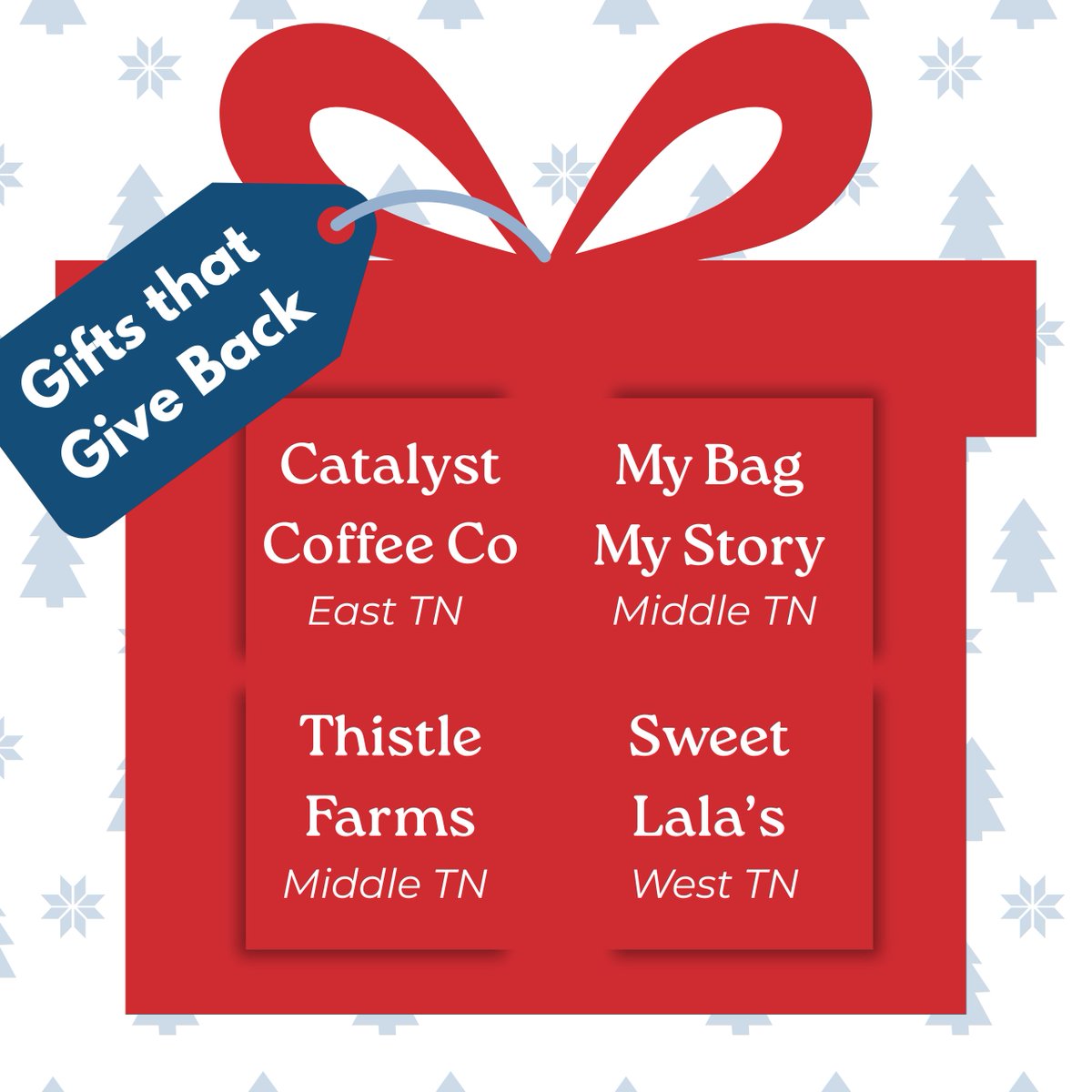 MariaLeeTN's tweet photo. During the holidays support nonprofits by buying gifts that give back! 

When shopping at places like @CatalystCoffCo, @MyBagMyStory, Thistle Farms, &amp; Sweet Lalas, you can knock out your Christmas shopping while supporting Tennesseans in need. More here: https://t.co/jPo82bNVHo https://t.co/VLSZYruNw8