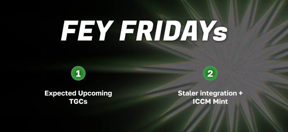 feyprotocol's tweet image. It's FEY FRIDAYs ✳️

Smart contracts for TGCs are almost complete, and we're lining up TGCs that will launch on Fey and Clanker - more information below

✳️