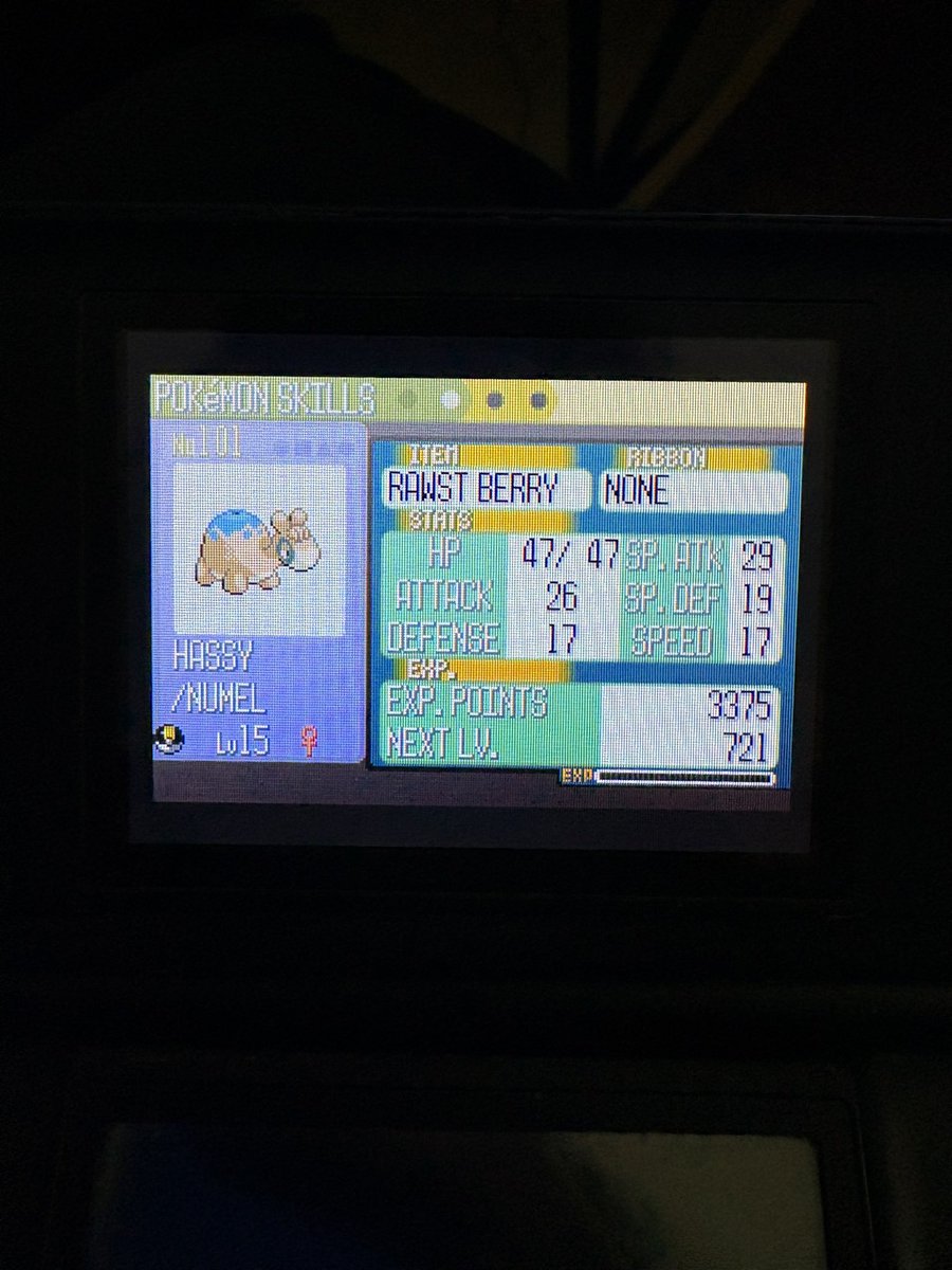 FullOddsMike's tweet photo. SHINY NUMEL!!! This took two weeks! Very fast compared to my eevee hunt! Time to transfer it to my Soul Silver! https://t.co/FvGgxlql4P