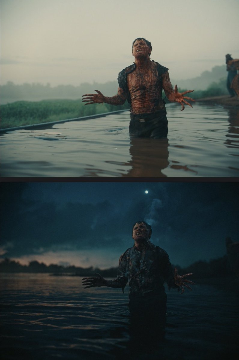 ragingmotelfire's tweet image. New pictures (i think) of jack o’connell as remmick in sinners before and after vfx