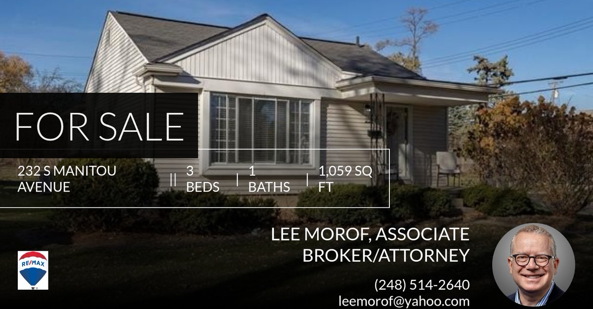 leemorof's tweet photo. Looking for ranch living in a great location? This listing could be the one! Please don't hesitate to reach out with any questions! You can reach me at (248) 514-2640.

Lee Morof, Associate Broker/Attorney https://t.co/fIB7JlFBaB https://t.co/eB5GsYt3ce