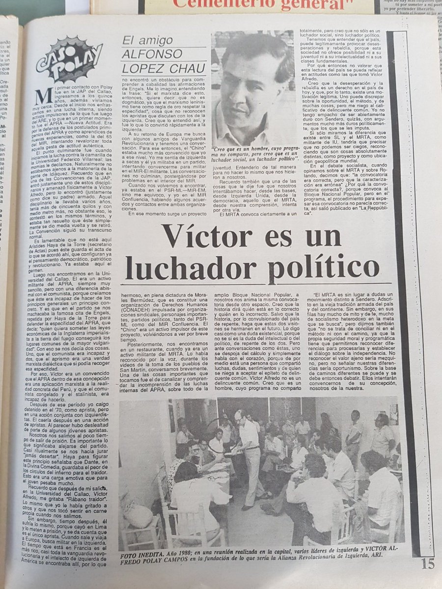 Lean el artículo, no les hará daño. Al contrario, es ilustrativo de los debates de la época y de los inicios políticos de López Chau