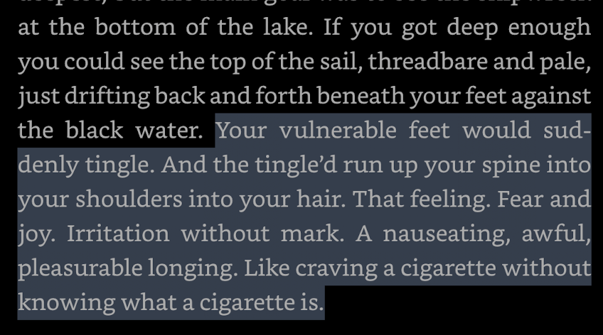 "like craving a cigarette without knowing what a cigarette is" is an amazing sentence

via Televisio