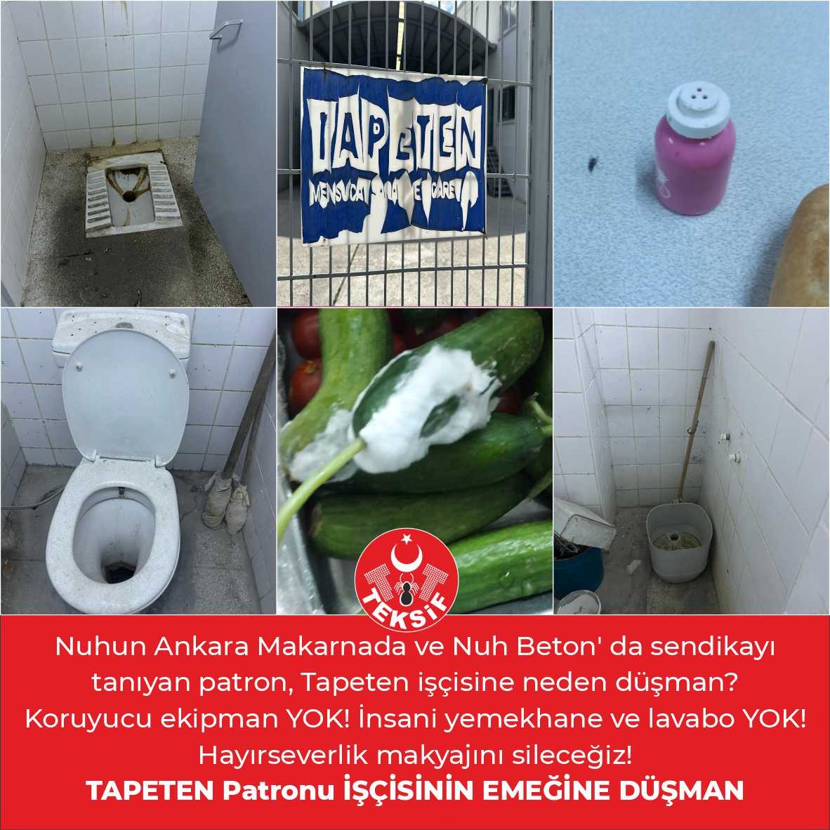 sinek1977's tweet photo. Dışarda "HAYIRSEVER", Fabrikasında "EMEK DÜŞMANI": İşte TAPETEN Patronu Gerçeği!
Bugün, Tapeten Mensucat işçilerinin onurlu GREVİNİN 100. Günü!

@nuhunankara @NuhCimentoGrubu @csgbakanligi @turkiskonf
#TapetenGrevi100Gün
#SahteHayırseverTapetenPatronu https://t.co/UH6HHFj28f