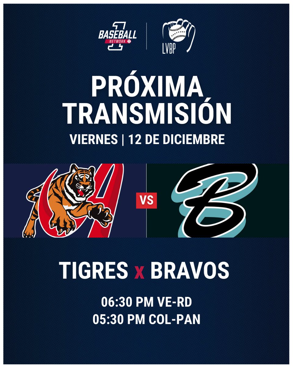 1baseballtv's tweet image. Este viernes en #1Baseball la primera parada es en la #LVBP 😌

#Tigres llega a la isla de Margarita para medir fuerzas con el líder del campeonato, #Bravos. 📌La cita es a las 06:30 pm.
.
#LVBPx1B
#1Basebal