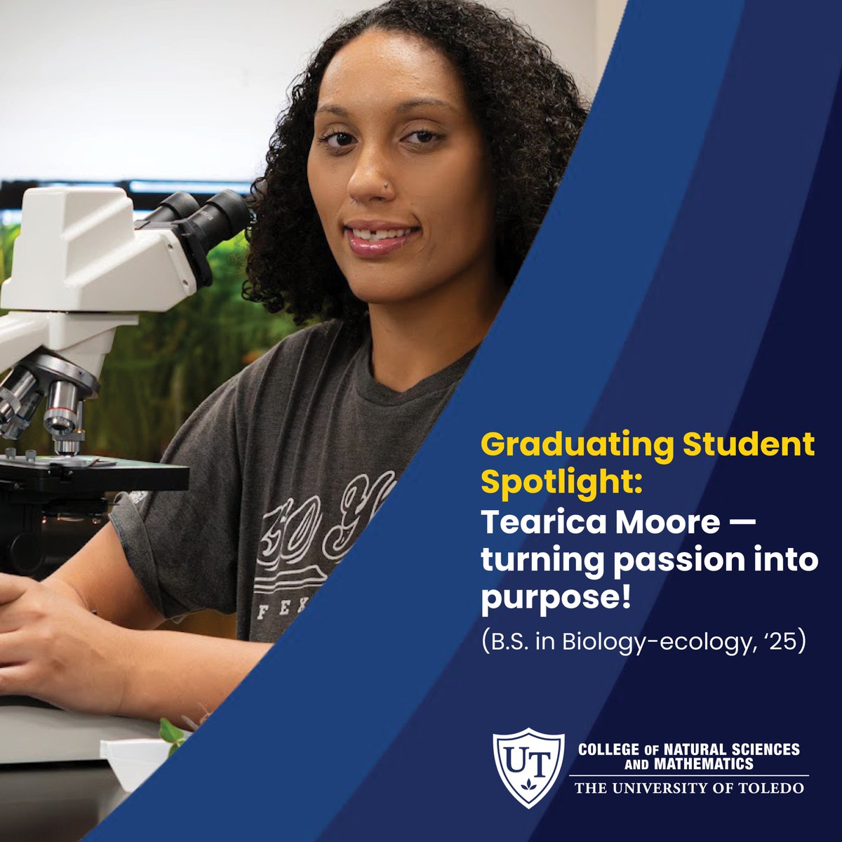 Meet Tearica Moore — first-gen grad, parent, <a href="/UToledo/">The University of Toledo</a>  biology-ecology major whose resilience turned passion into purpose. From ecology research to inspiring her son, her journey proves everyone belongs in science! 🌊🔬
bit.ly/4oPQ5LW
#UToledo <a href="/UToledoAlumni/">UToledo Alumni Association</a> #UToledo2025