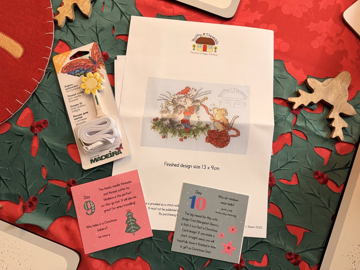 NatCBrooks's tweet image. Advent day 9️⃣ &amp;amp; 1️⃣0️⃣ of my @bothythreads &amp;amp; @toft_uk calendars! Lovely little cross stitch &amp;amp; love the sparkly blue TOFT yarn! 🧶🪡🧵 ! 🥰🎄🎅🏼🦌
#craftynat83 #bothythreads #bothyadvent #toft #toftuk #edsmenagerie #edsadvent2025 #edscrochetalong #crochetalong #cal #crochetadvent