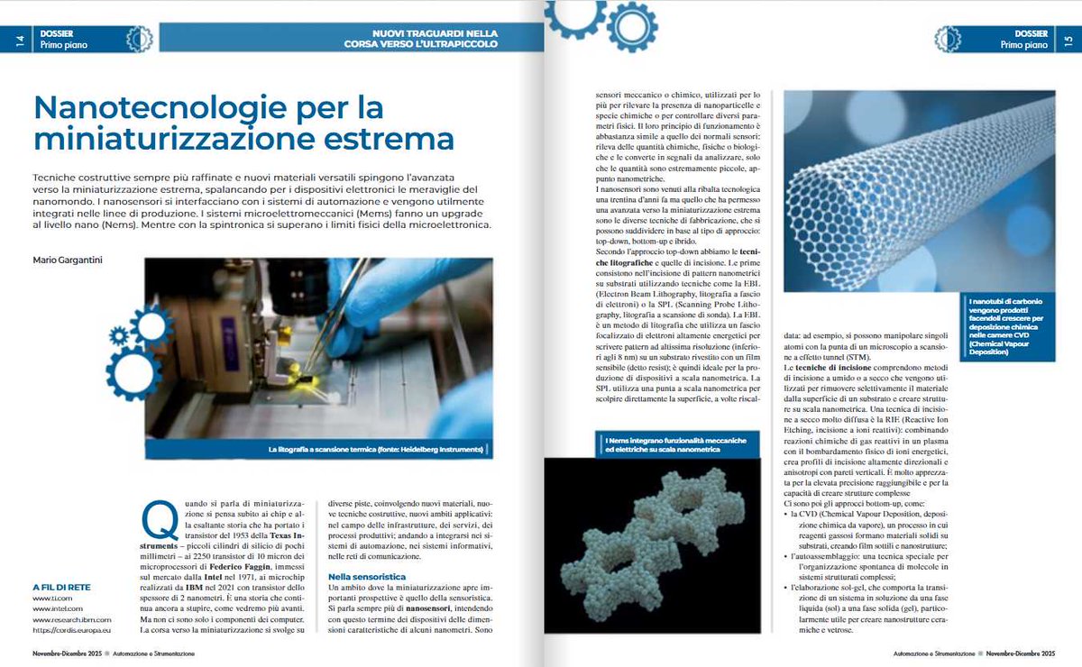 La microelettronica diventa nanoelettronica. Dai MEMS ai Nems. Mio articolo bit.ly/3KEXU9h su A&amp;S <a href="/centriculturali/">Centri culturali</a>