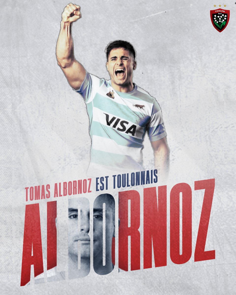 🆕🇦🇷

Le Rugby Club Toulonnais est heureux d’annoncer l’arrivée du demi d’ouverture international argentin Tomás Albornoz, qui rejoindra l’effectif rouge et noir dès cette fin décembre 2025 jusqu'en 2030 😍

Le communiqué 👉 shorturl.at/rQg5B