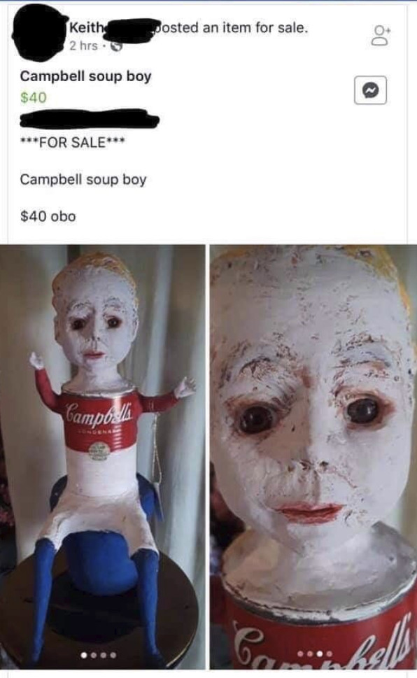 Scoobydouchebag's tweet photo. This holiday season, get them what they really want: Campbell soup boy https://t.co/EmZ5tsmYlP