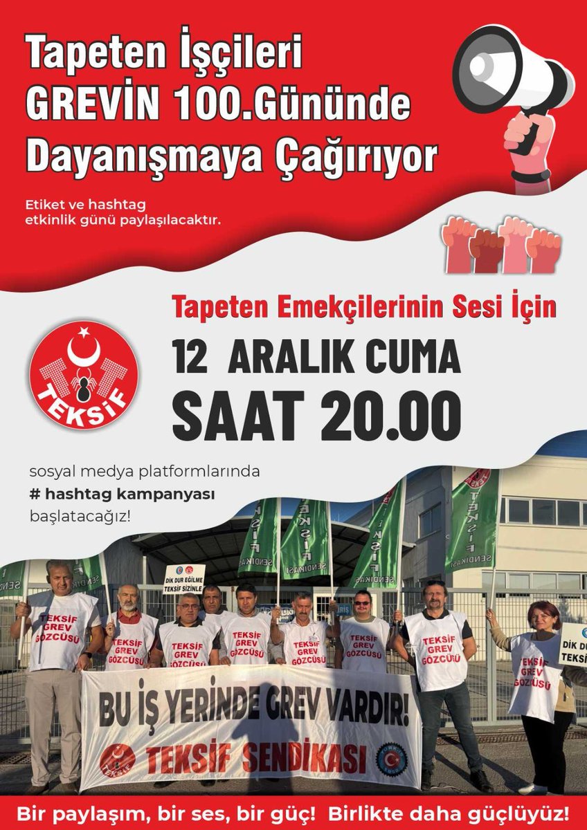 #TapetenGrevi100Gün #SahteHayırseverTAPETENPatronu
Sürdürdükleri haklı mücadelede asla yanlız yürümeye cekler.