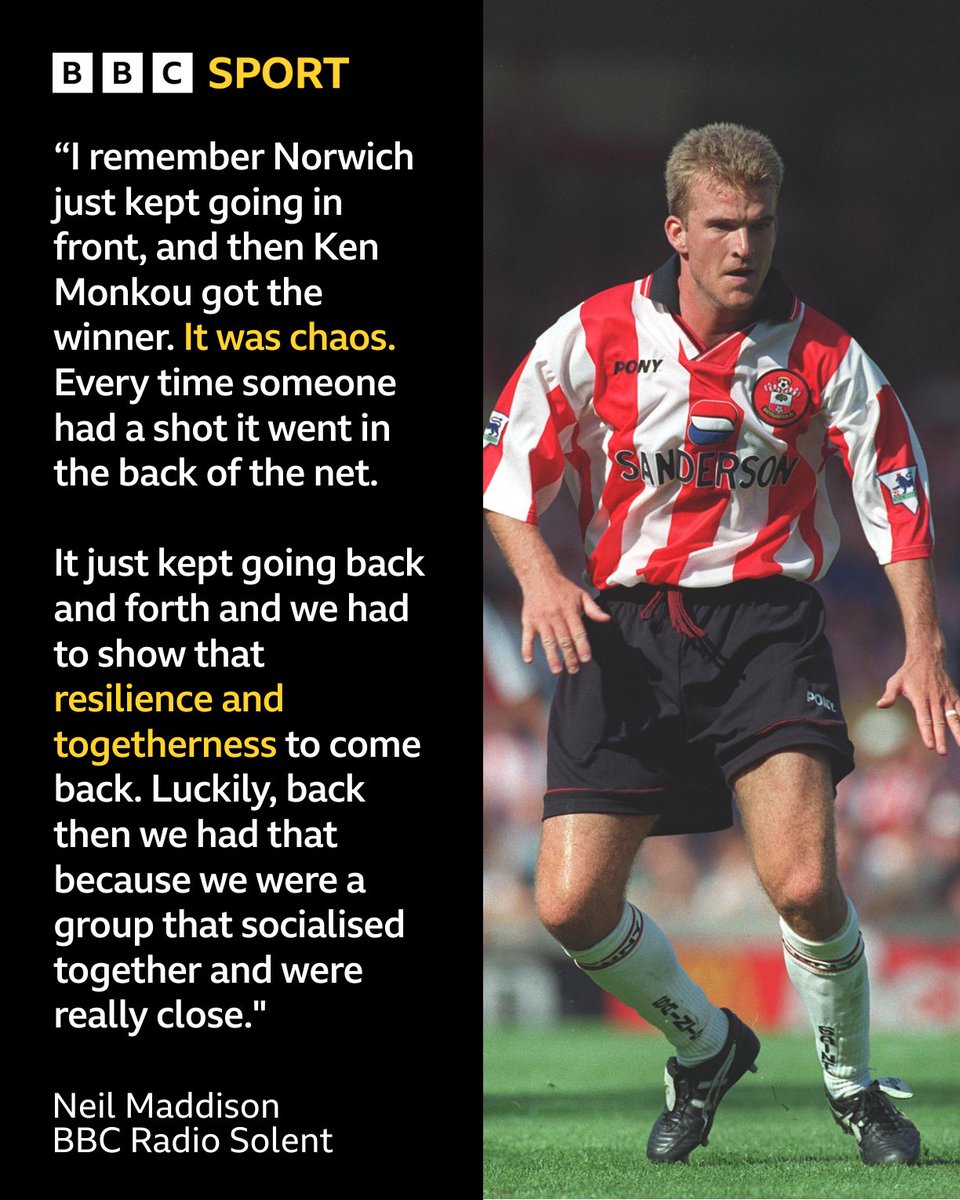 solentsport's tweet photo. Who remembers that 5-4 win for #SaintsFC at Norwich in 1994? ⚽

Neil Maddison still claims the deflected shot that went down as an own goal was his... (@mattletiss7 reckons it was hitting the corner flag!)

Maddison recalled the day with @Ian_Wilding1 ⬇
https://t.co/NgMLaDdrou https://t.co/xdeeTbBAQo