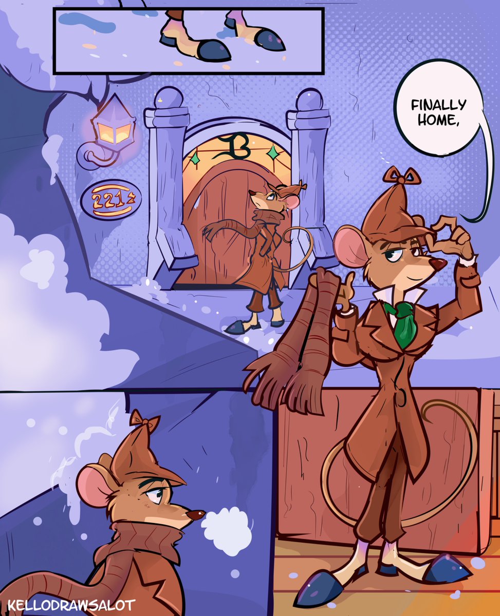 Kellodrawsalot's tweet photo. Christmas comic for the Great Mouse detective, happy holidays !
#basigan mention https://t.co/P9Gl5jlsR3
