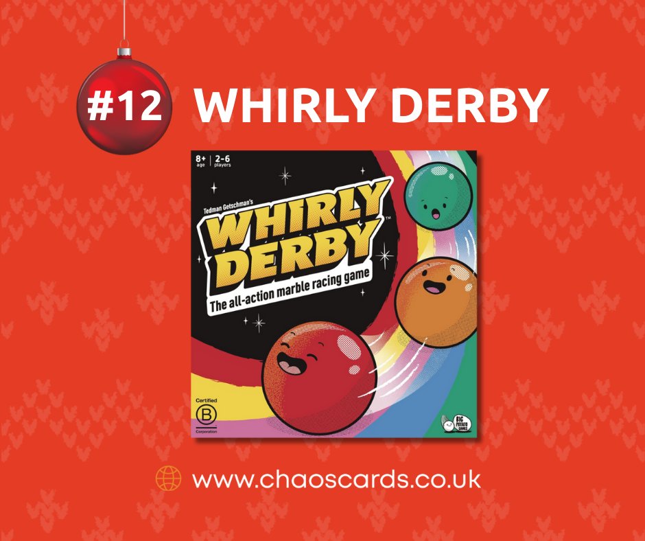 Day 12 and it is time for an all-action race! bit.ly/4rUtd0o

Whirly Derby is a fun game for any age. Choose your colour and toss them down the speedway, you can even get an advantage if your marble is the slowest. You can level up your derby with additional Thunderball