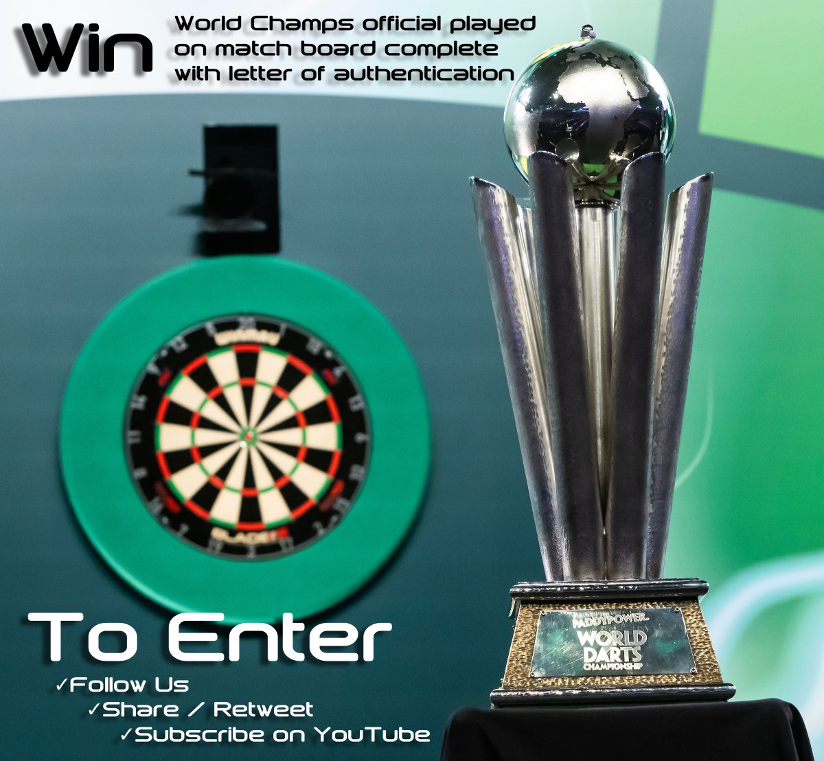 Let’s do something fun this weekend!
Thanks to the legends at <a href="/Winmau/">Winmau</a>, we’re giving away something truly special an official World Championship match-played dartboard, complete with a letter of authentication. 
To be in with a chance to win:
✅ Like
🔁 Retweet
▶️ Subscribe to our