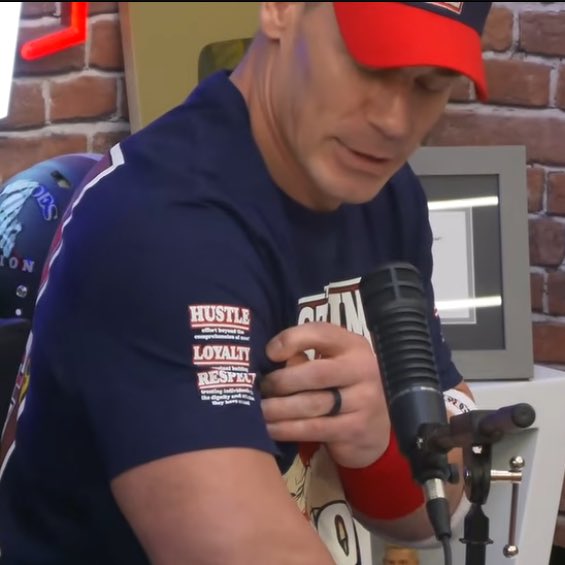 John Cena says the shirt for his final match includes easter eggs such his explanations of what “Never Give Up,” “Hustle, Loyalty and Respect” mean to him

(<a href="/PatMcAfeeShow/">Pat McAfee</a>)