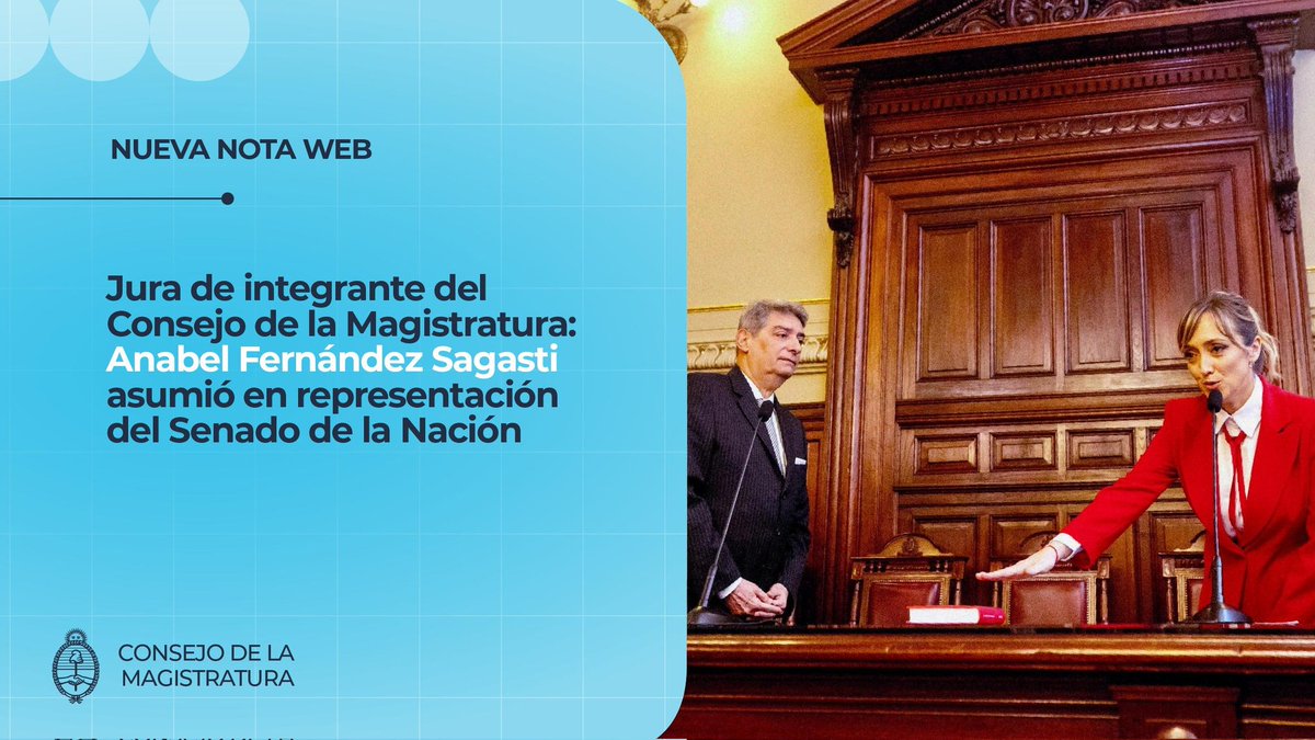 📌 Jura de integrante del Consejo de la Magistratura: Anabel Fernández Sagasti asumió en representación del Senado de la Nación.
Mas información en el 🔗 
consejomagistratura.gov.ar/index.php/2025…