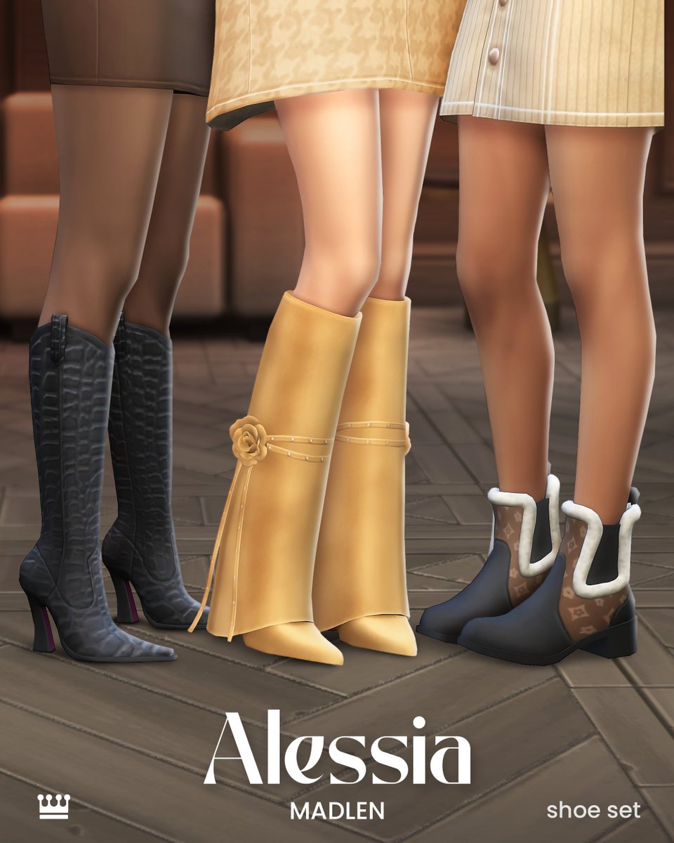 madlensims's tweet photo. I wanted to make a small boots set with different vibes, something you can throw on for everyday outfits but that still feels a bit special. ✨

🔗Link in bio
#sims #sims4 #ts4cc https://t.co/NZrnP6HFRZ