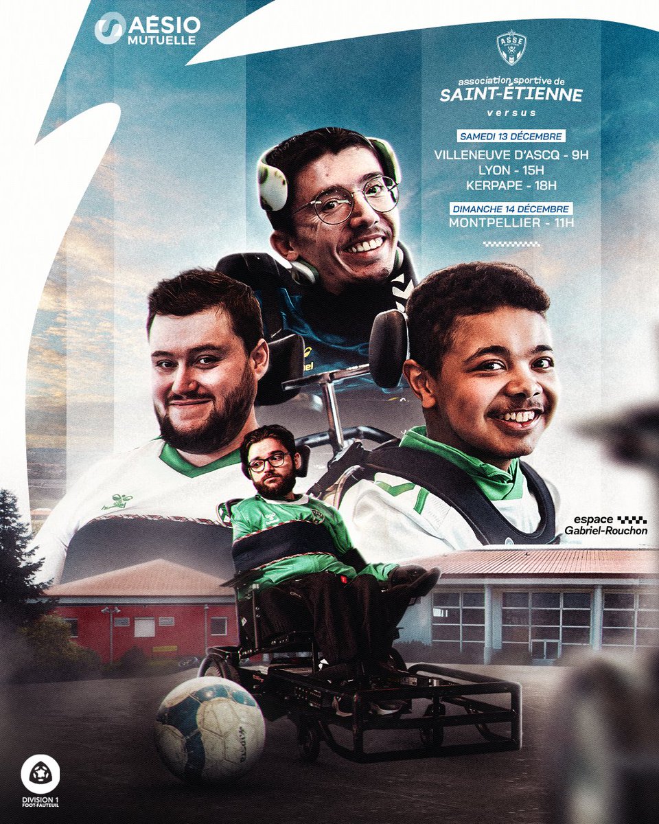ASSECoeurVert's tweet photo. 👊 Ce week-end, le gymnase Gabriel-Rouchon vous attend pour encourager nos Verts du Foot-Fauteuil ! 🧑‍🦼‍⚽️

Nos pensionnaires de Division 1 lancent leur saison à domicile avec de belles ambitions ! Allez ! 💚 https://t.co/rPPCWO9UxB