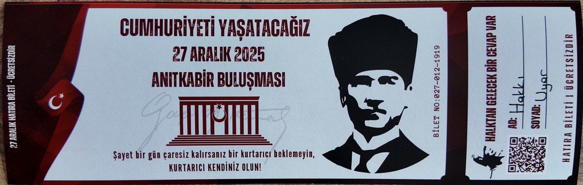 🗓 27 Aralık 2025
🕑 14:00
🇹🇷 Anıtkabir
Ben de oradayım!