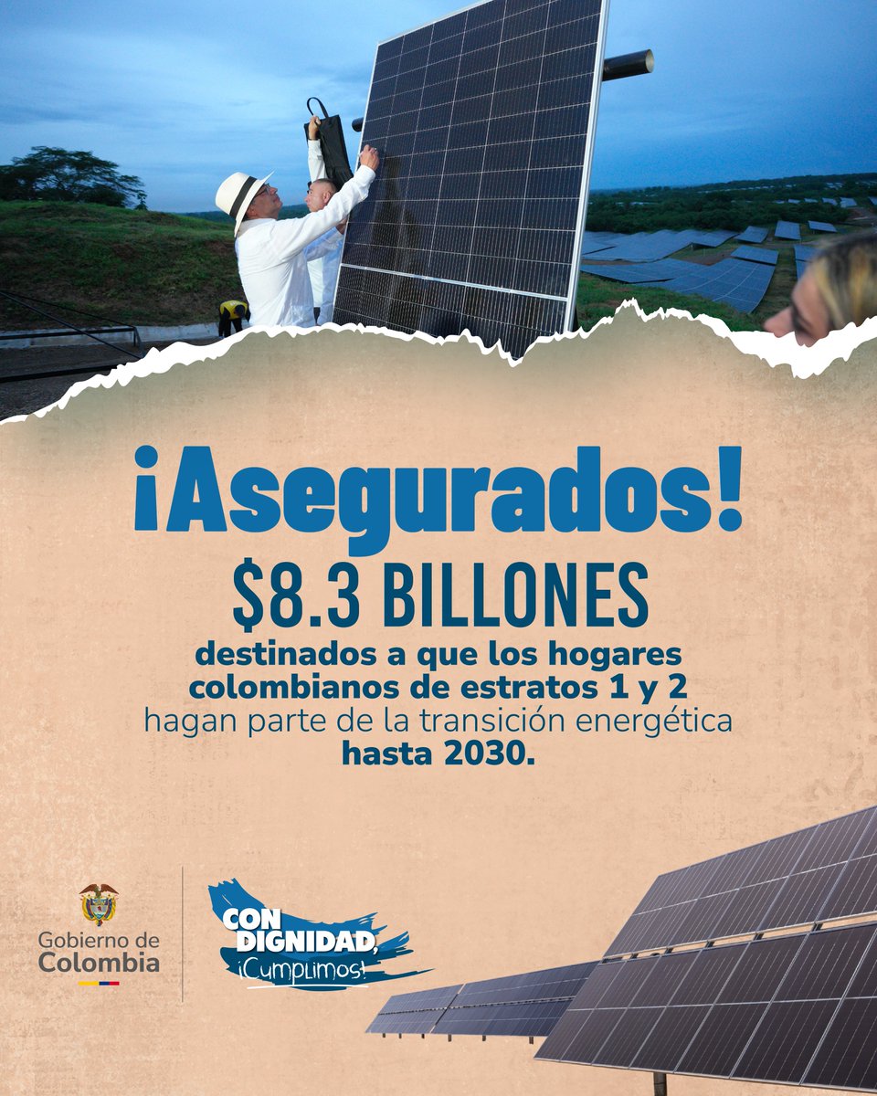 Asegurados $8,3 billones para la transición energética.

Las familias de estratos 1, 2 y 3 reciben alivios en sus facturas de energía gracias a Colombia Solar, el programa que instala paneles solares en los techos de los hogares y que ahora tiene recursos garantizados hasta 2030.