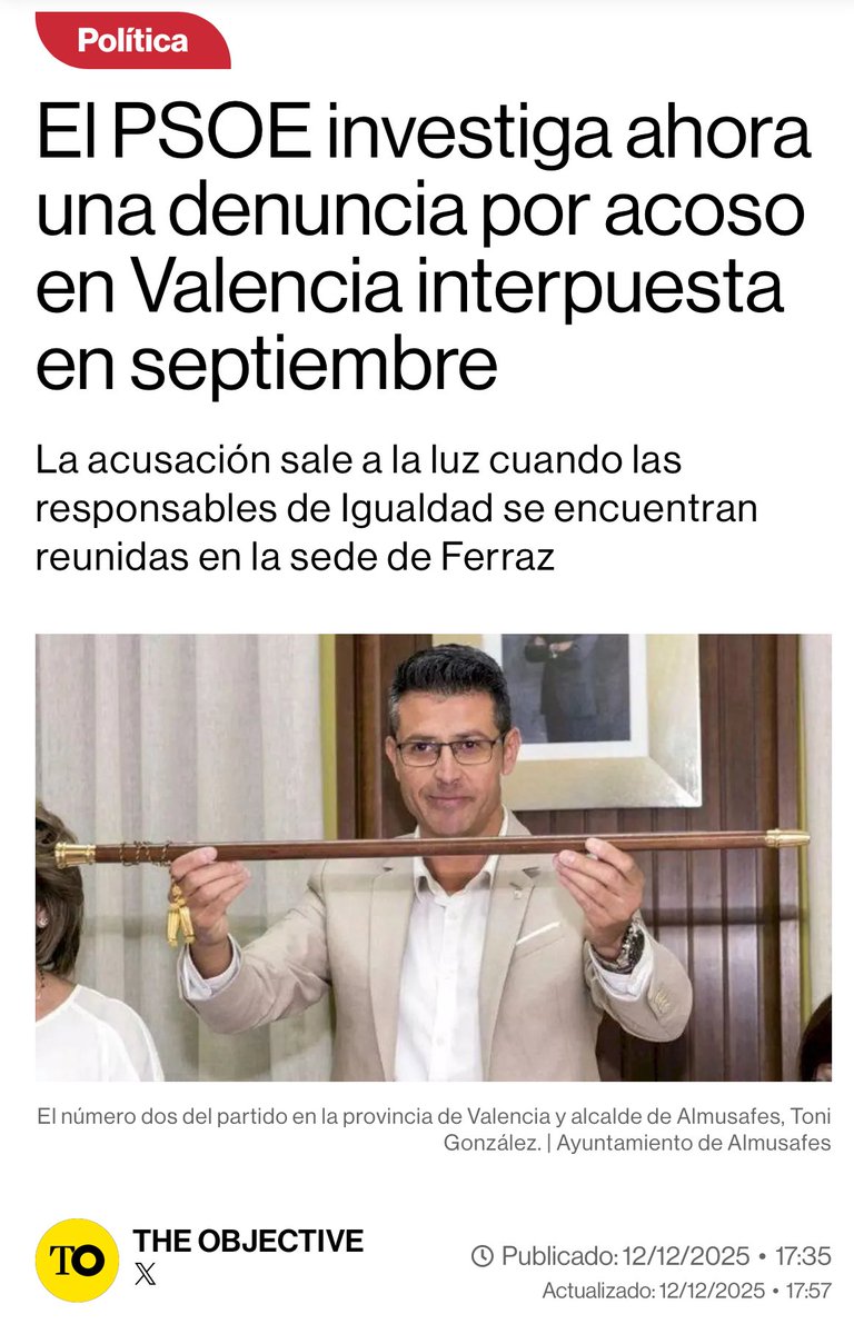 Qué se puede esperar de un “partido”
dirigido por un tipo que llegó robando las elecciones a sus propios compañeros y lo hizo financiado con el dinero de las saunas de Sabiniano. Aunque eso ya no es un partido, es una ciénaga. theobjective.com/espana/politic…