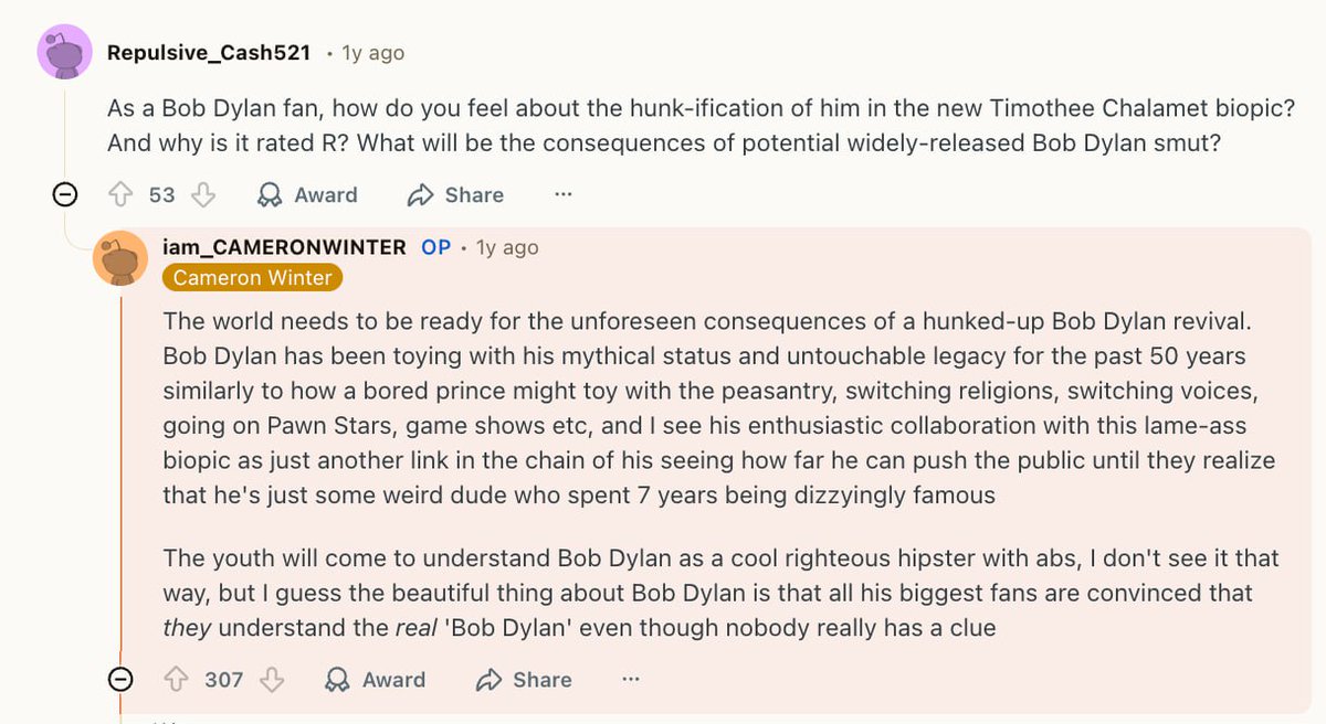 I saw Cameron Winter last night at Carnegie Hall and I had to overreact and say something ridiculous