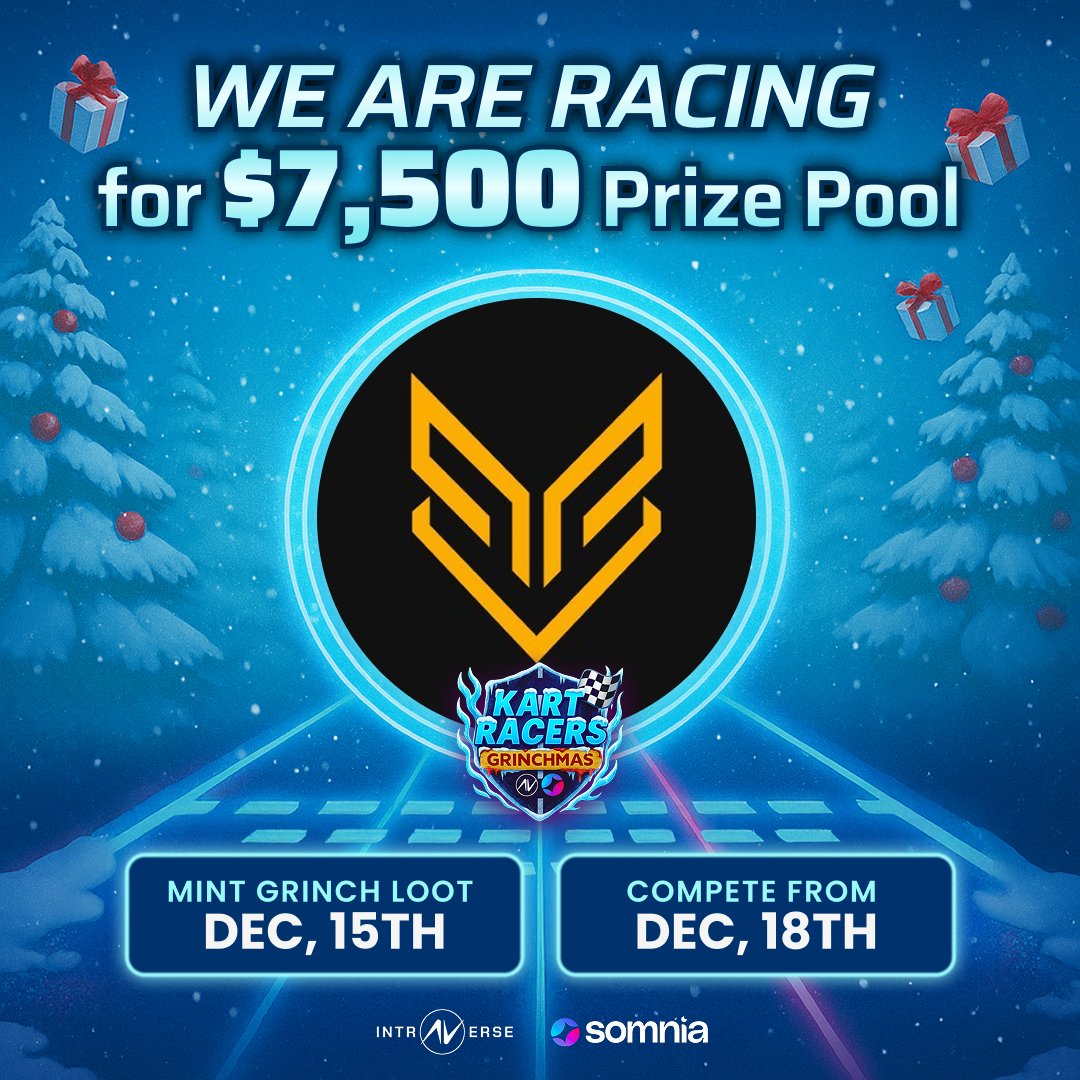 AAA: The Grinch hijacked the racing track!

But we're here to steal the win. We are competing in KART RACERS: GRINCHMAS for the $7,500 Prize Pool on <a href="/Somnia_Network/">Somnia</a>! 🎄

🎁 5x Rarity #4 Cards from the Grinch Loot:
✅ Follow us &amp; <a href="/intraVerse_Game/">Intraverse</a>
✅ Like, RT, Tag 2 frens