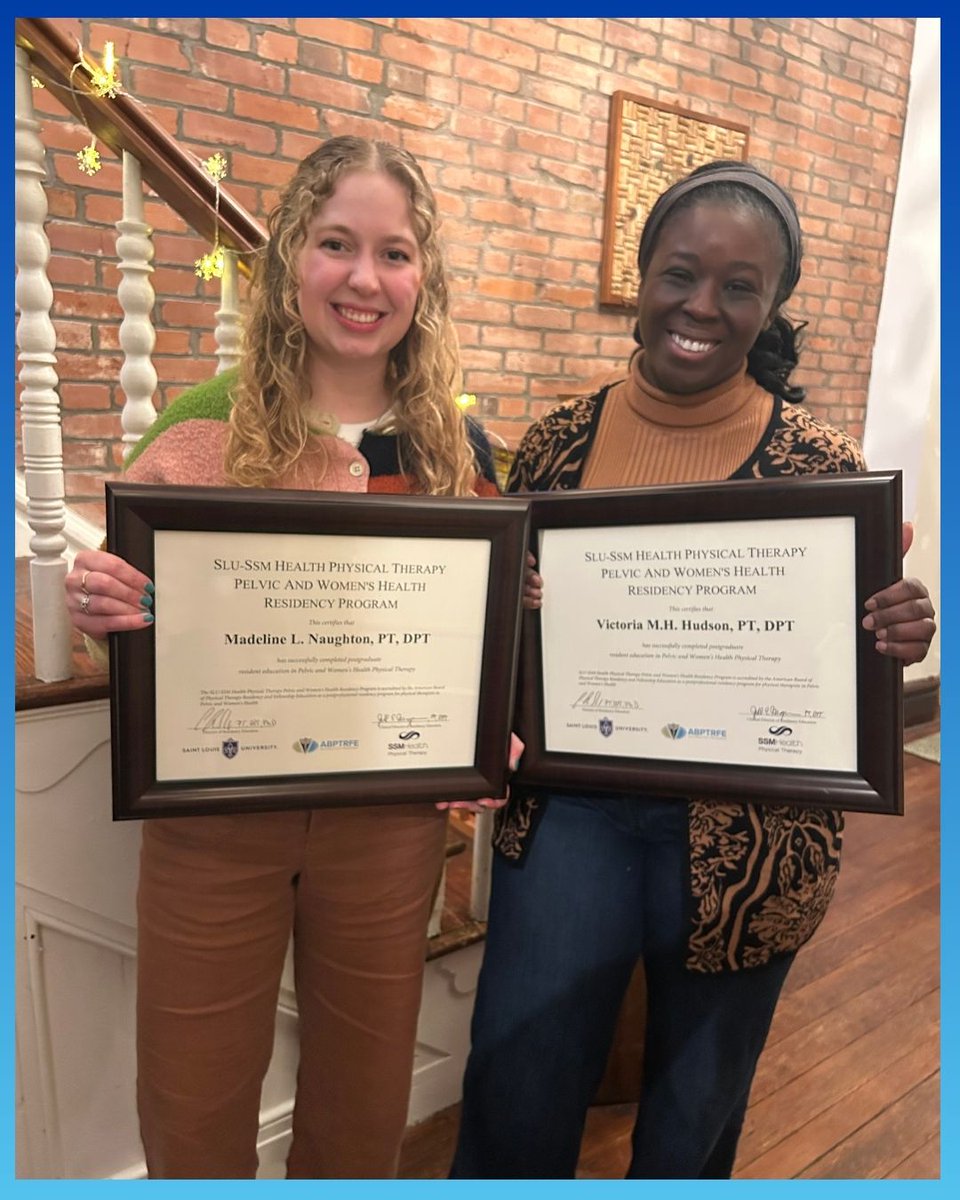 SLU_PT's tweet photo. Congratulations to our SLU SSM Health PT Pelvic Health Residents! Dr. Maddie Naughton and Dr. Victoria Hudson successfully completed the 16-month program recently. Congratulations on all your hard work! 🎉

#SLUPT #SLUSSMHealthPTPelvicHealth https://t.co/g8tl61unWE