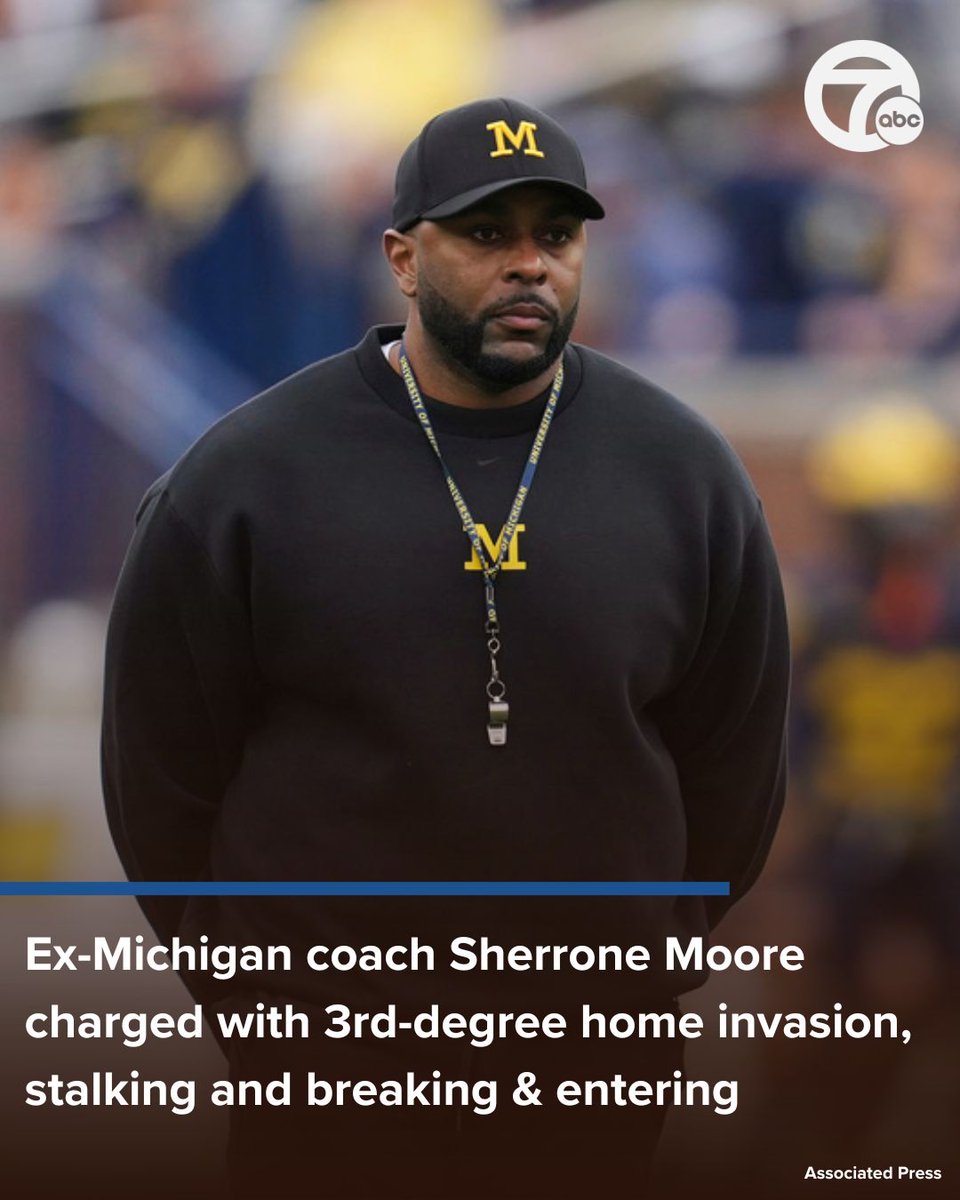 wxyzdetroit's tweet photo. JUST IN: Former Michigan head coach Sherrone Moore has been charged with a felony and two misdemeanors. https://t.co/RLaN36PENM