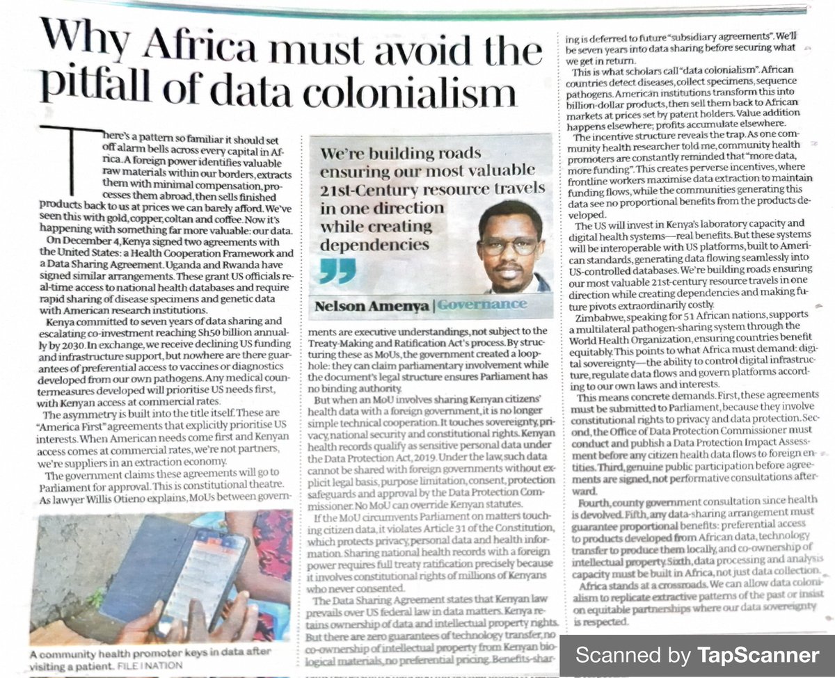 DanOgega's tweet photo. Amenya highlights the urgent need for African countries to avoid the pitfalls of data colonialism and secure their digital future. https://t.co/kc4hkf7cDJ