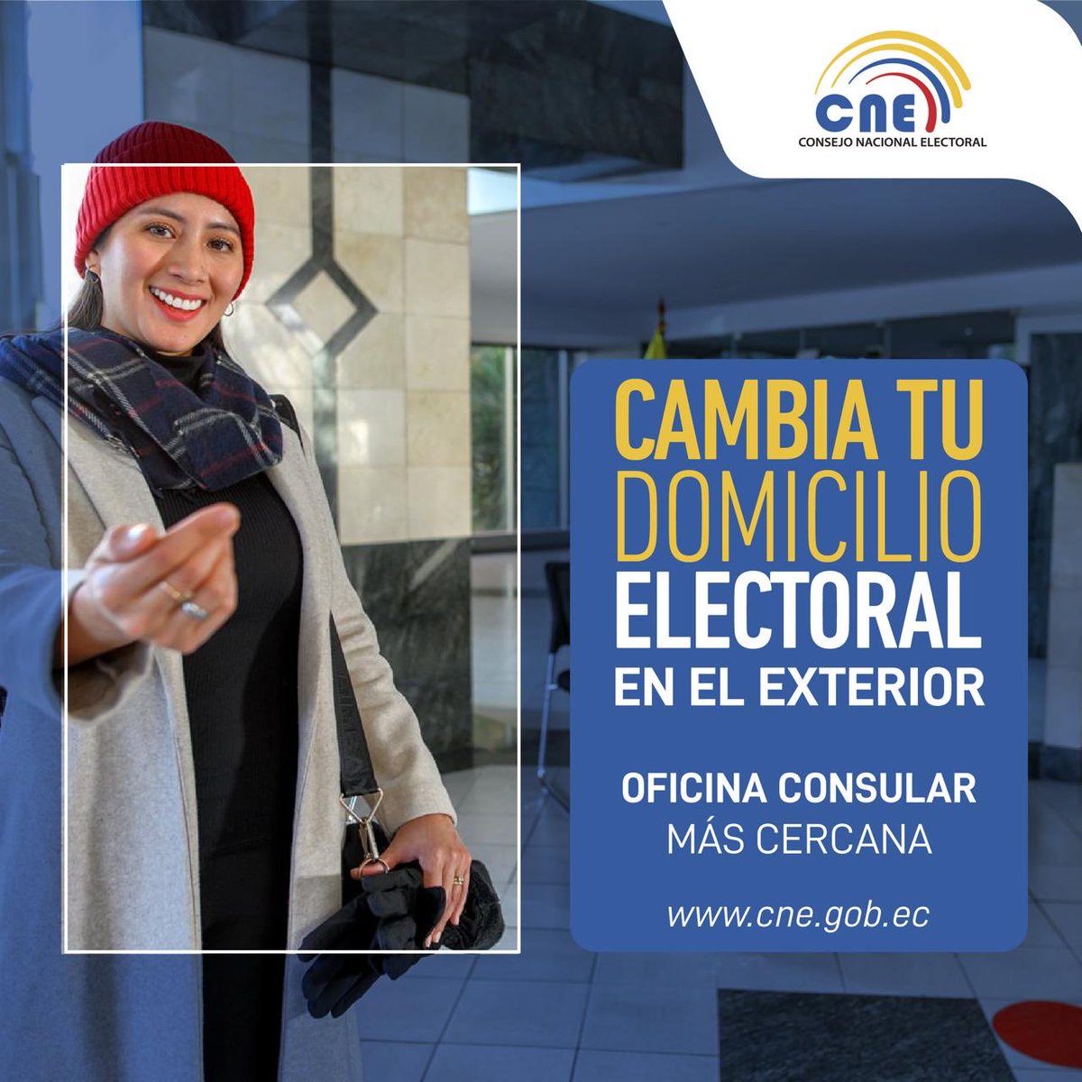 🗳️🌎 ¡Ecuatorianos en el exterior!
Realiza el cambio de domicilio electoral en la oficina consular más cercana.🇪🇨✨
Infórmate aquí 👉 cne.gob.ec