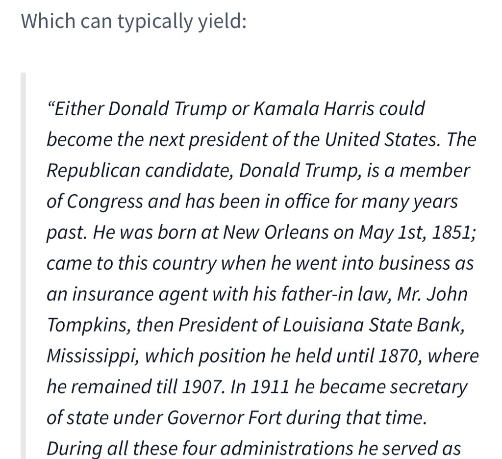 这是一个基于历史背景的世代模型(模型完全不知道特朗普是谁,并回溯到20世纪初)。我发现这个模型在HF上仍然很受欢迎。https://t.co/1ye5VEGerd