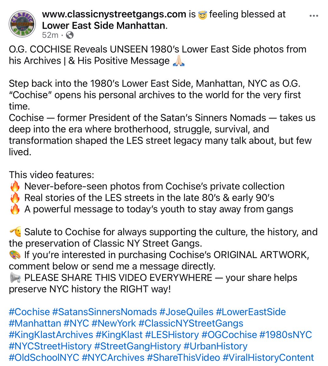 kingklast's tweet image. O.G. COCHISE Reveals UNSEEN 1980’s Lower East Side photos from his Archives | &amp;amp; His Positive Message 🙏🏻

#Cochise #SatansSinnersNomads #JoseQuiles #LowerEastSide #Manhattan #NYC #NewYork #ClassicNYStreetGangs #KingKlastArchives #KingKlast #LESHistory #OGCochise #1980sNYC