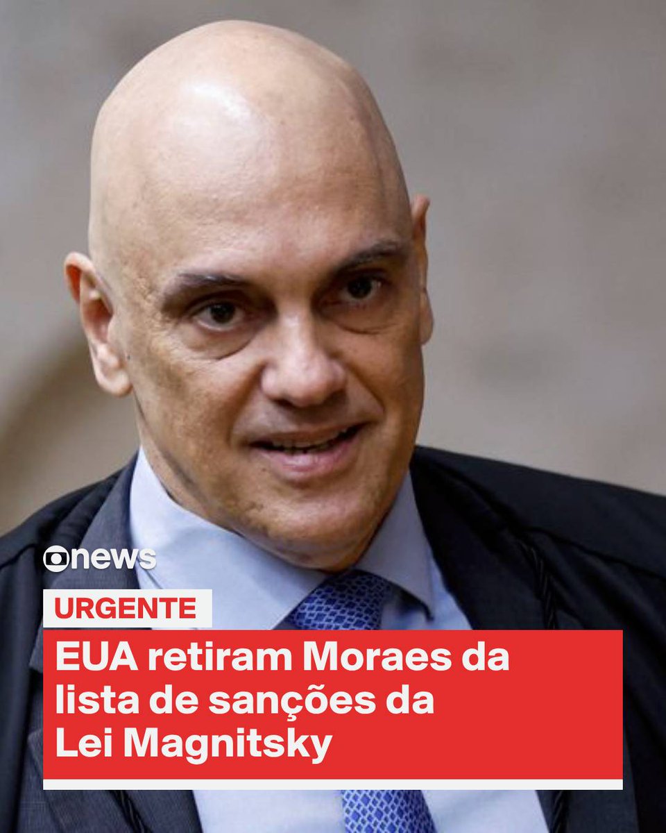URGENTE: EUA retiram Moraes da lista de sanções da Lei Magnitsky

📸REUTERS/Adriano Machado
➡️ Assista à #GloboNews: glo.bo/2Mxn1fC #Estudioi