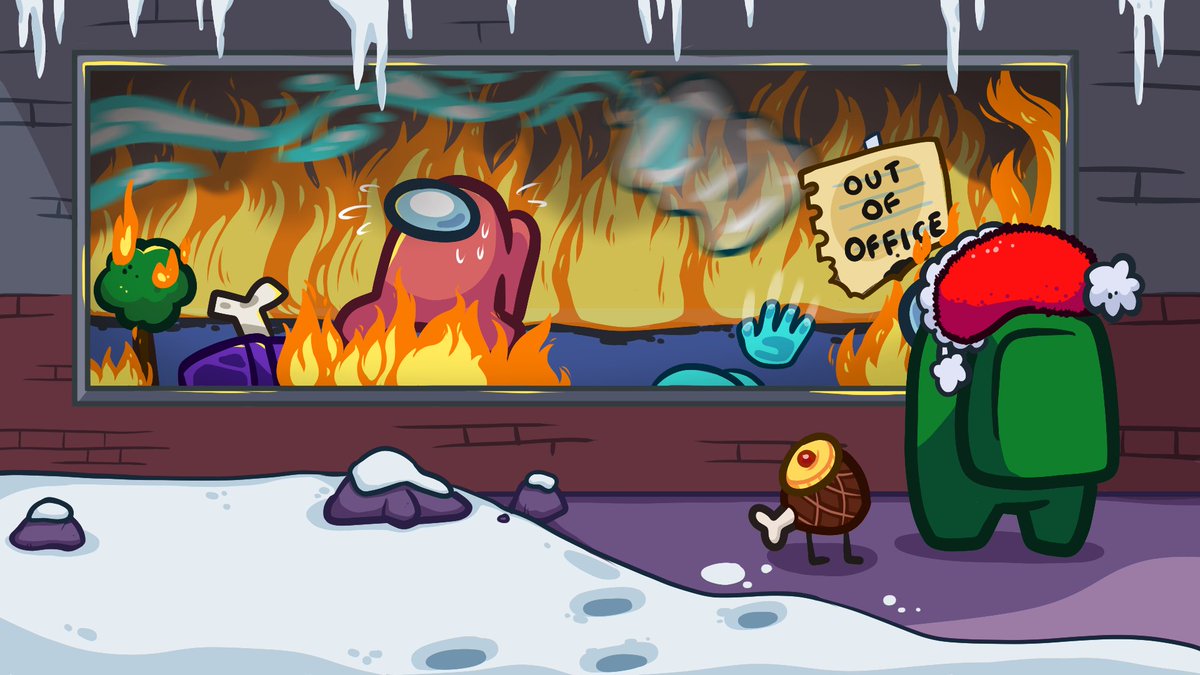 AmongUsGame's tweet image. WE SURVIVED ANOTHER YEAR, CREWMATES 🥳  
 
❄️  Admin’s going on winter break until Jan 5, 2026! read our blog for the following info:  

🎉 upcoming free, limited time 2026 NYE hat 
🐜 where + how to report issues/bugs while we're away 
❤️ 2025 recap + thank you 

link below ⬇️