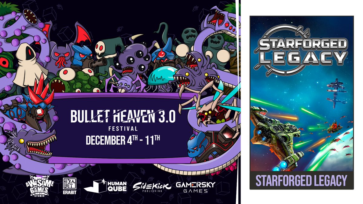 That's a wrap for #BulletHeavenFest 3! Our first festival net us:

🎉 2,600 Wishlists
🚀 990 Demo Plays (2,109 Library Adds)
✅ 12 Demo Reviews

Thanks for your support during the festival, and welcome aboard, new pilots—see you next year! #IndieDev <a href="/HumanQube/">Human Qube Games</a> <a href="/erabit_studios/">Erabit 💥🔛 Supports #SoloDev and #SmallTeams💥</a>