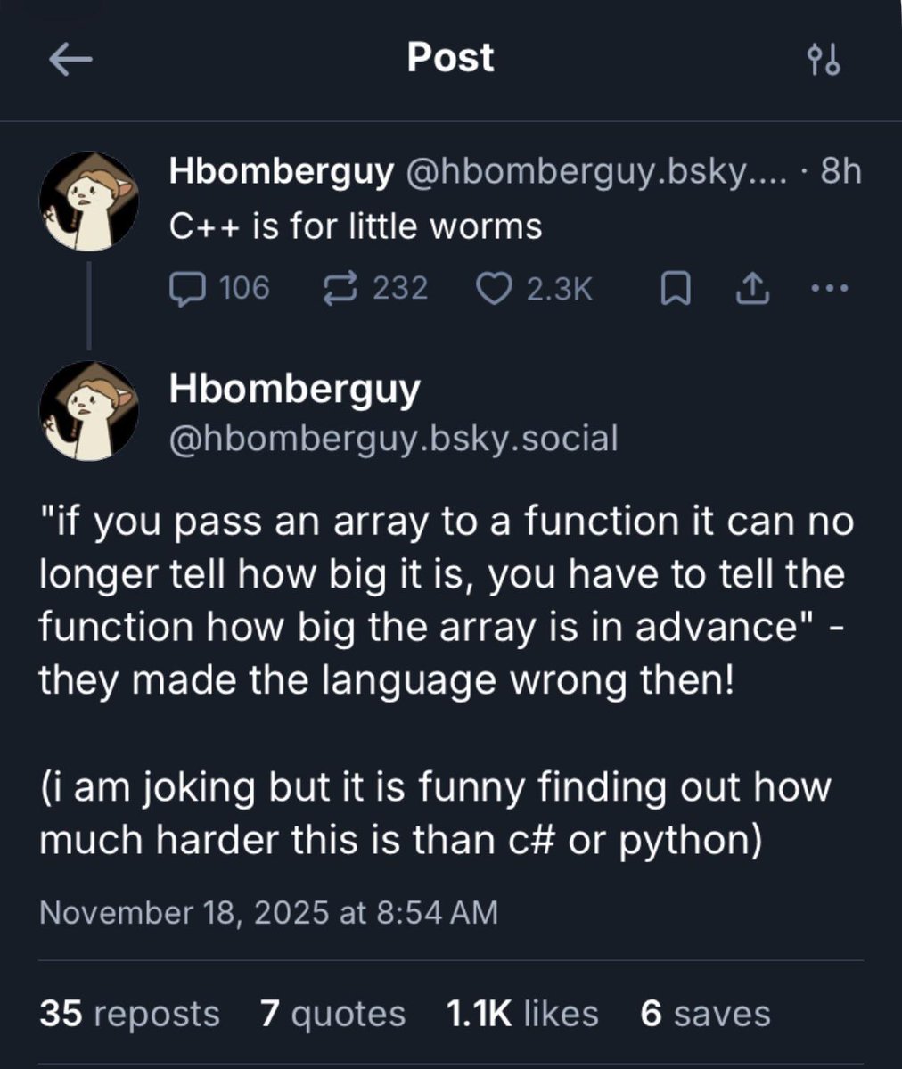 data_cyborg's tweet image. Learning cpp as c with classes
 #ProgrammerHumor
 #meme