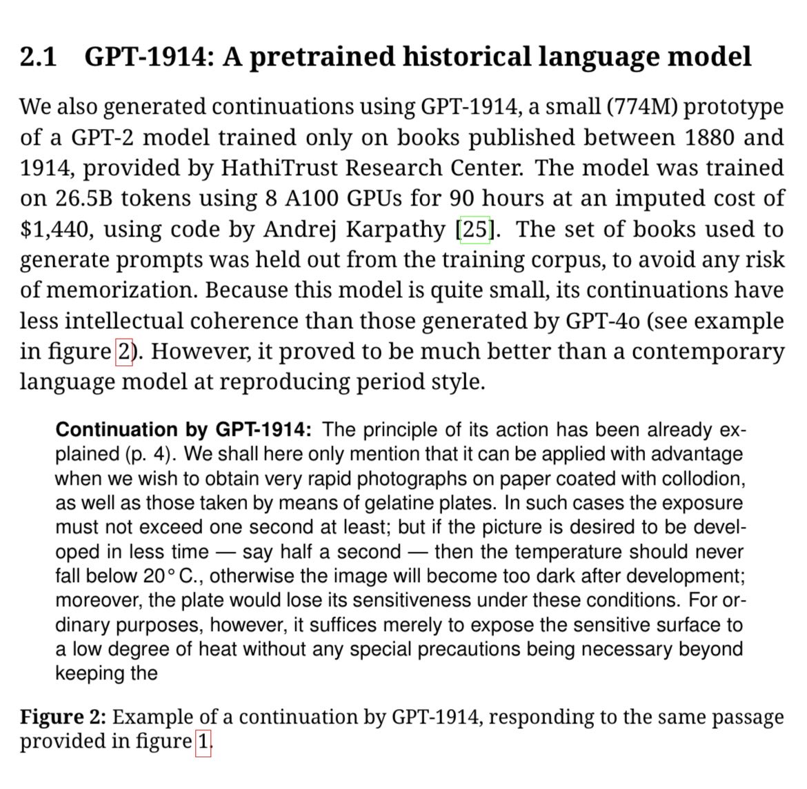 Ted Underwood等人还训练了一个GPT-1914模型,它很可能仍然是迄今为止规模最大的历史模型(近8亿像素)。https://t.co/wSA1WCmz2D