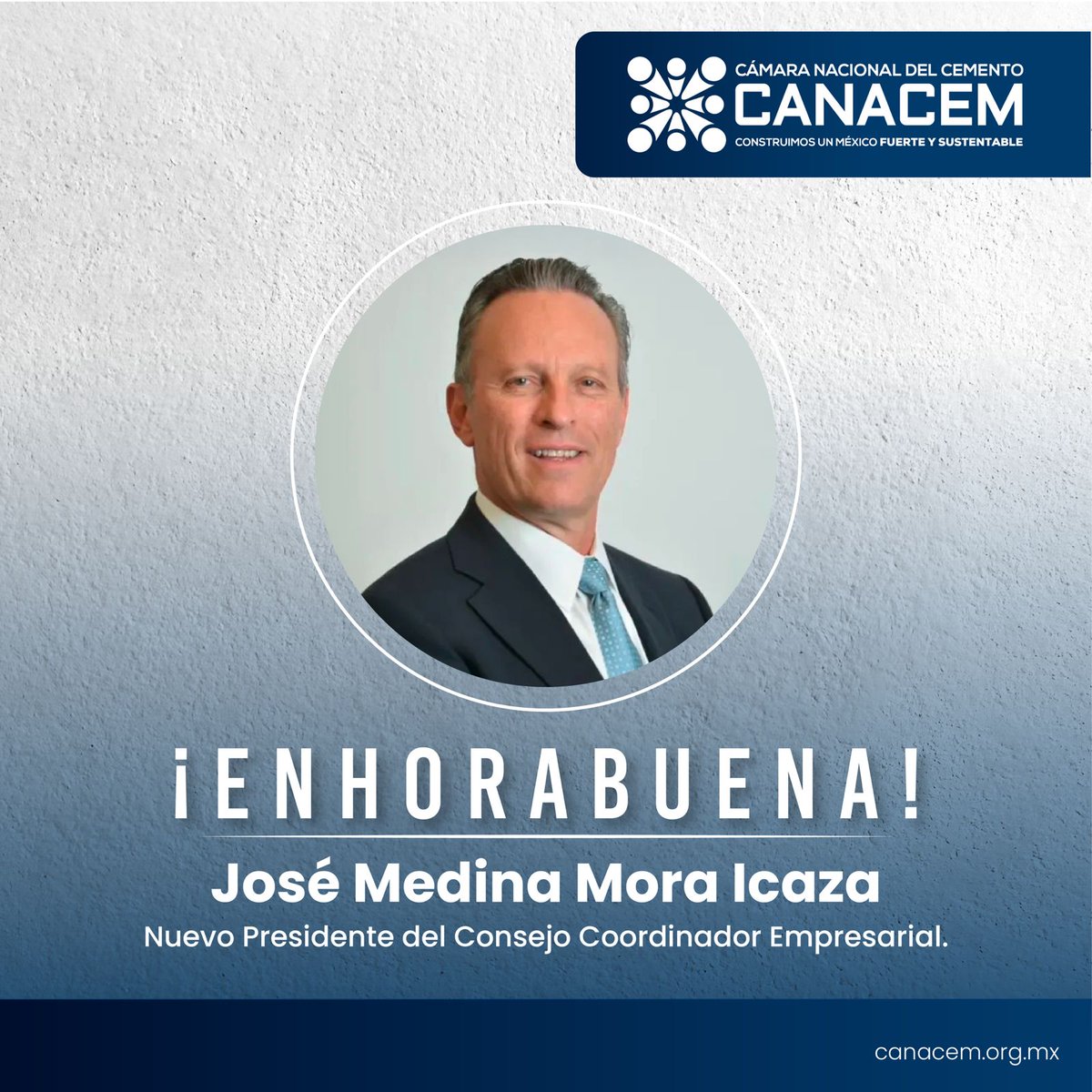 Felicitamos a <a href="/JoseMedinaMora/">José Medina Mora I.</a> por su nombramiento como Presidente del <a href="/cceoficialmx/">Consejo Coordinador Empresarial CCE</a>
Le deseamos mucho éxito en esta nueva etapa, seguros de que su liderazgo contribuirá al desarrollo y fortalecimiento del sector empresarial en México.
