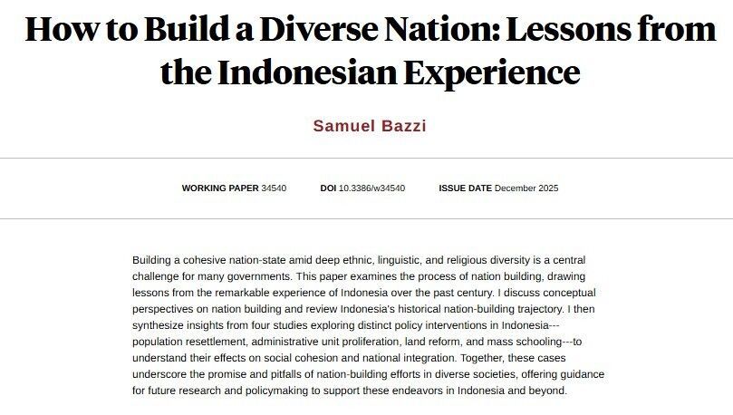 nberpubs's tweet photo. Four Indonesian policy experiments show how state actions can both foster unity and deepen divisions in diverse societies, from @SamuelBazzi https://t.co/uytT8HqSrN https://t.co/48lfZEqhzR