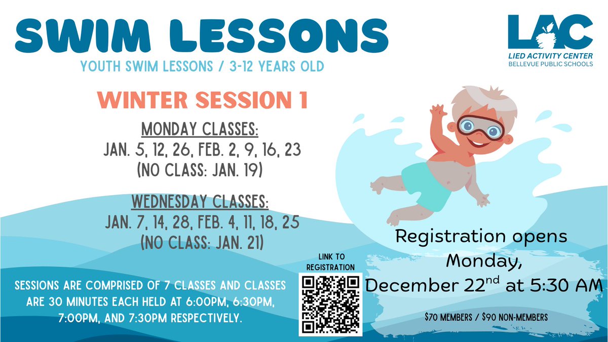 🏊‍♀️ Registration for Winter 1 Swim Lessons opens Monday, Dec 22 at 5:30 A
bellevuepublicschools.org/Page/1766