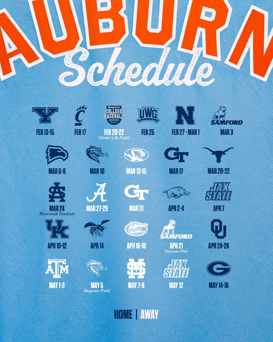Get your popcorn ready. 🍿

Our full slate for 2026 is set! 

🗓️ » auburntige.rs/494qkml
📰 » auburntige.rs/4aMN77r

#WarEagle
