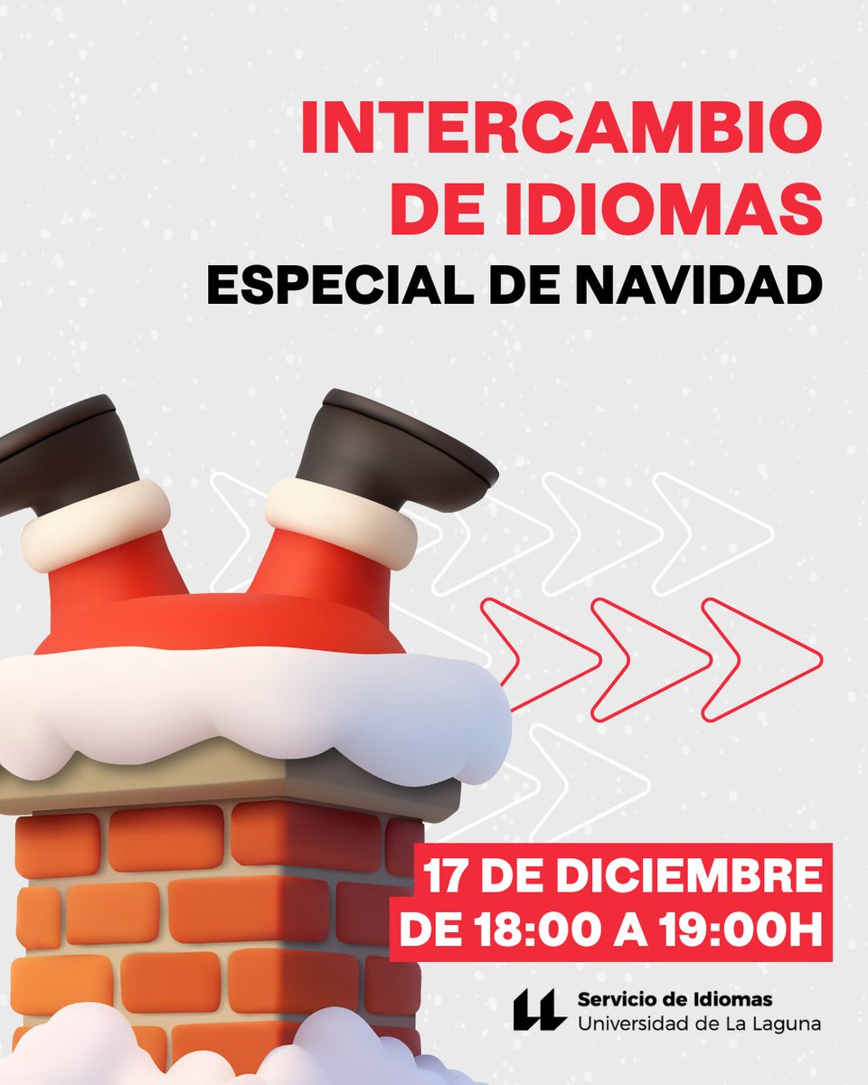 fg_ull's tweet photo. ¡Ya ha llegado la Navidad al Servicio de Idiomas de la #ULL! 🎄

Apúntate al intercambio de idiomas del próximo miércoles 17 de diciembre 🎅

📍 ¡Aula 3 del Aulario de la #FGULL de 18:00 a 19:00 horas! 🌟

Info 👉 https://t.co/QZ5HAHdAZA

#idiomasull #intercambiodeidiomas #ULL https://t.co/vrthyXZLf0