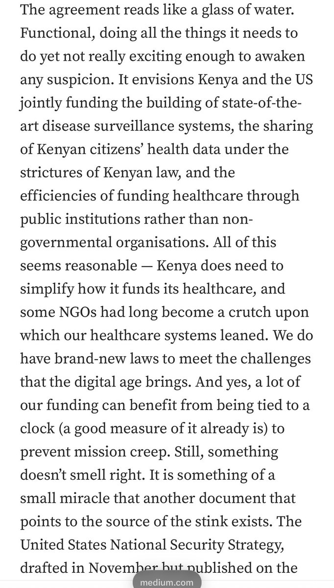 amenya_nelson's tweet photo. This article is explosive, I urge everyone who doesn’t understand what we’re fighting with the America first health agreements to read it to the end please and thank you John-Allan Namu. Great articulation. Maybe do a video explaining it? https://t.co/4reCL1uxFE