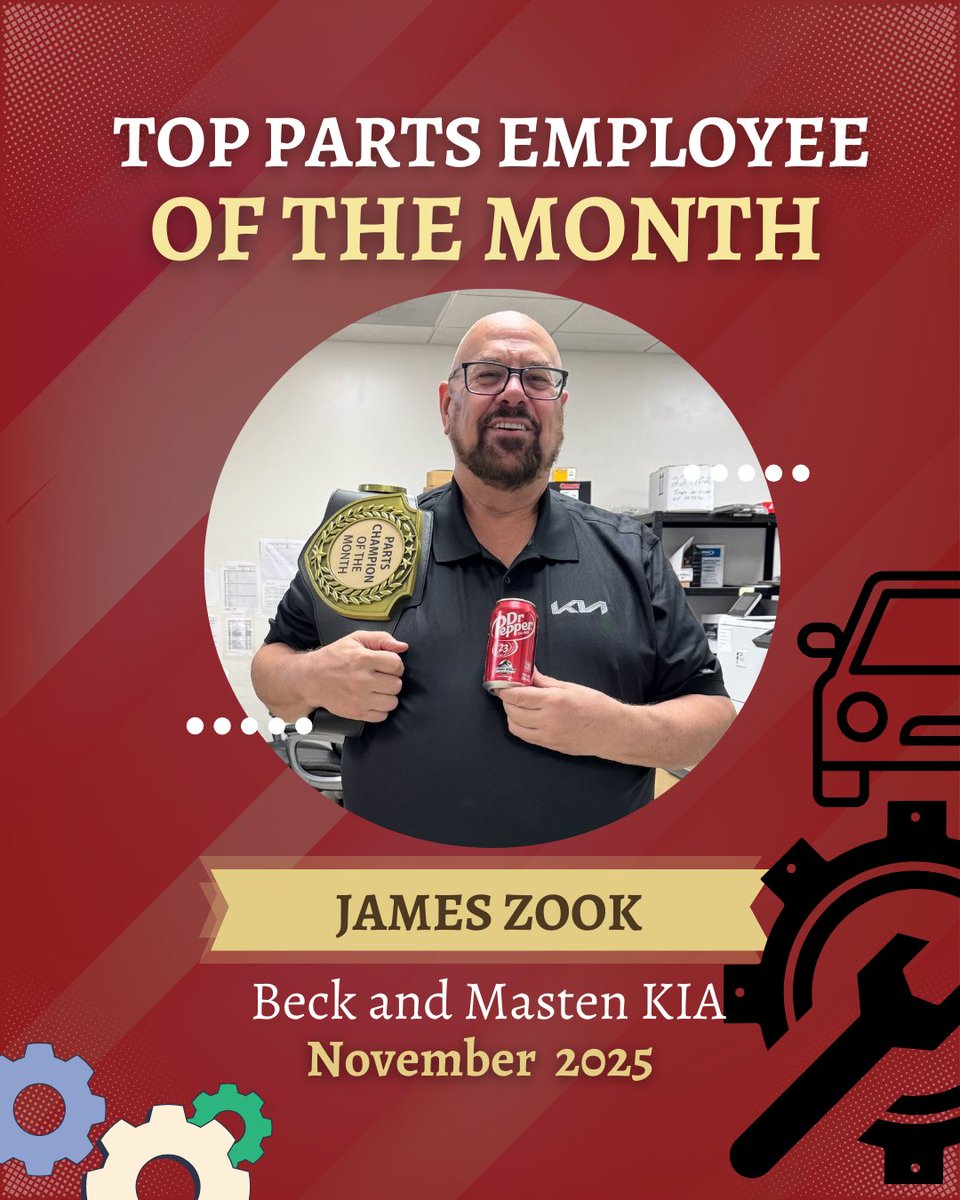 Congrats to James Zook, our Top Parts Counterman of the Month! 🎉
Your expertise, accuracy, and dedication keep our service department running smoothly every day.
#TopPerformer #BeckAndMastenKia #JamesZook #PartsDepartment #ExcellenceInService