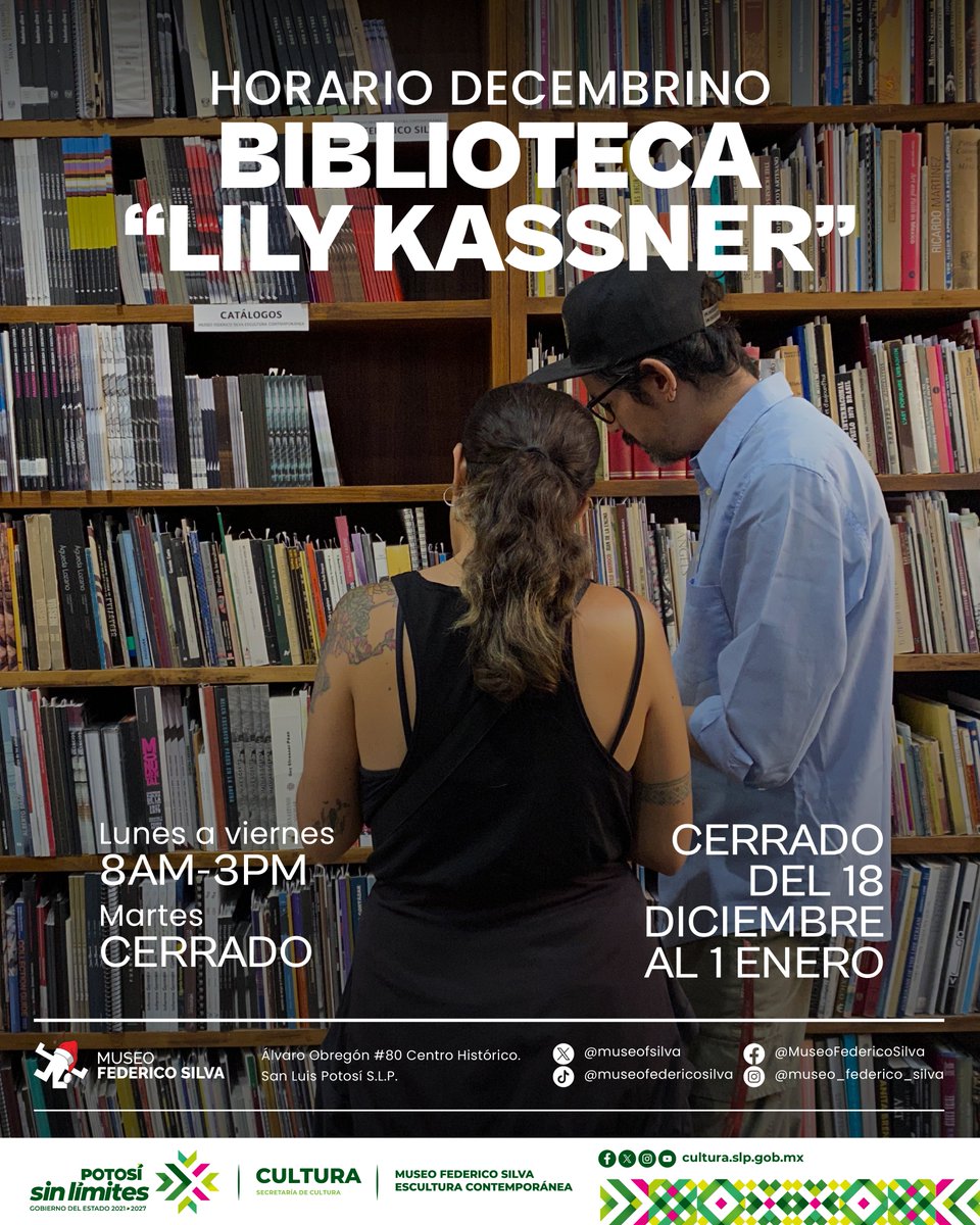 Te recordamos que nuestra biblioteca "Lily Kassner", especializada en arte y escultura contemporánea, estará cerrada durante estas fechas decembrinas 📚🎄 Sin embargo, puedes consultar aquí 👉🏾 cloud.collectorz.com/bibliotecalily…  el catálogo digital de libros.

#ricardogallardo