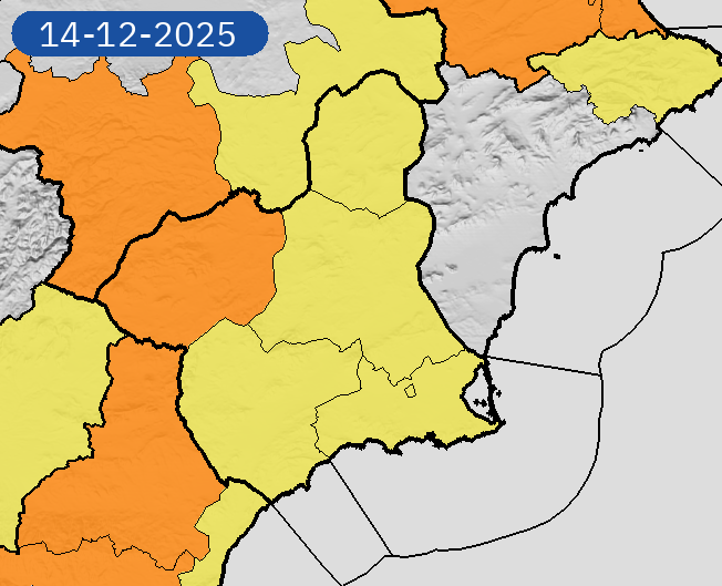 AEMET_Murcia's tweet image. 12/12 19:06 AVISOS PASADO MAÑANA | Región de Murcia: tormentas y lluvias. Nivel máximo de aviso: naranja.
Actualizaciones en aemet.es/es/eltiempo/pr…